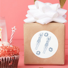 Pegatina Redonda Chicas del equipo de natación de Snicro artístico 