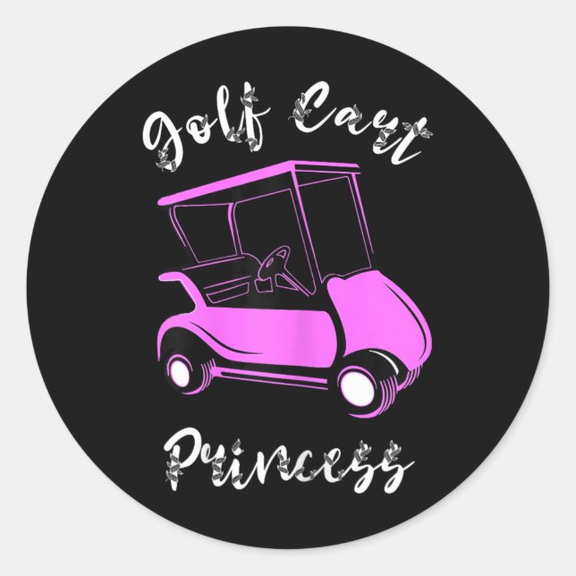 Pegatina Redonda Chicas del Golf Cart Princess Golf Cart Golfer (Anverso)