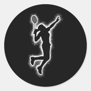 Pegatina Redonda Chicas del transbordador del jugador Badminton Niñ