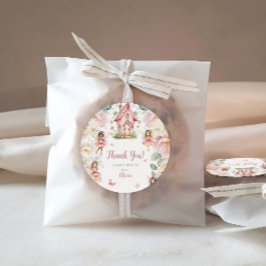 Pegatina Redonda Chicas del Whimsical Garden Fairy Tea Fiesta Cumpl