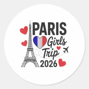 Pegatina Redonda Chicas descaradas viaje a París 2026 vacaciones re