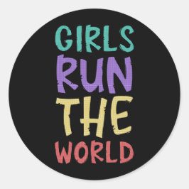 Pegatina Redonda Chicas Dirigen A La Feminista Mundial