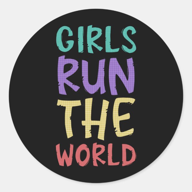 Pegatina Redonda Chicas Dirigen A La Feminista Mundial (Anverso)