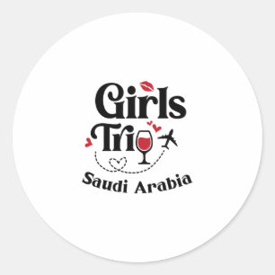 Pegatina Redonda Chicas Divertidas de Vino Viaje a Arabia Saudita V
