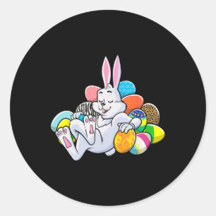 Pegatina Redonda Chicas divertidos de Pascua Niños Niños Pequeños C