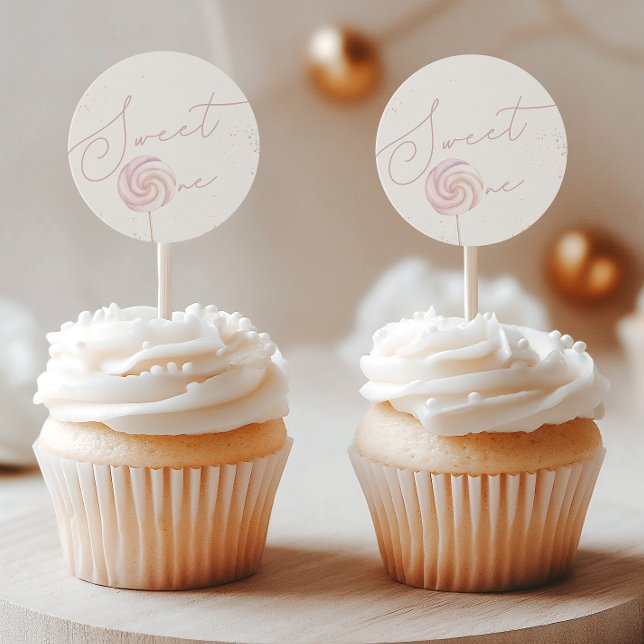 Pegatina Redonda Chicas Dulce Rosa Un Candy Helado Primer Cumpleaño (Subido por el creador)