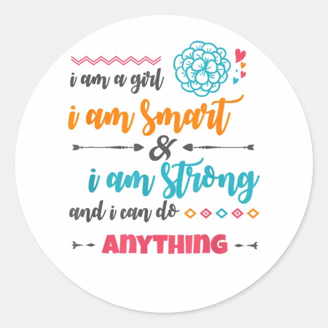 PEGATINA REDONDA CHICAS EMPOWERMENT TSHIRT CHICA POWERT CAMISETA DE (Anverso)