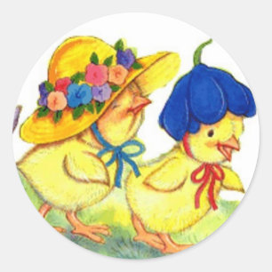 Pegatina Redonda Chicas en bonos de Pascua