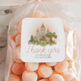 Pegatina Redonda Chicas Fairytale Castle Kids Birthday Favor