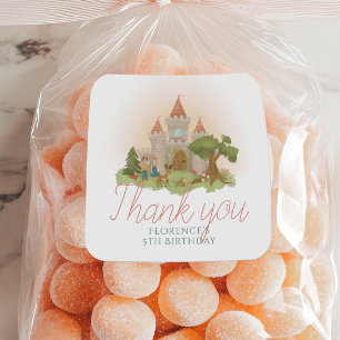 Pegatina Redonda Chicas Fairytale Castle Kids Birthday Favor