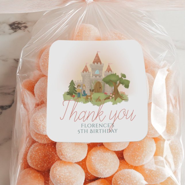 Pegatina Redonda Chicas Fairytale Castle Kids Birthday Favor (Subido por el creador)