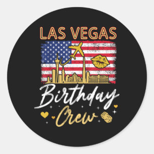 Pegatina Redonda Chicas Familia Las Vegas Cumpleaños Tripulación Cu