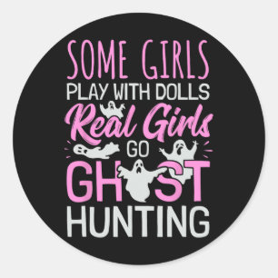 Pegatina Redonda Chicas Fantasma Caza Mujeres Invertir Paranormalme