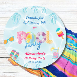 Pegatina Redonda Chicas Fiesta de billar Cumpleaños Favor Gracias