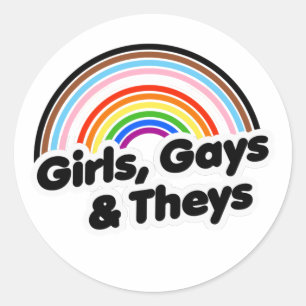 Pegatina Redonda CHICAS, GAYS y sus camisetas