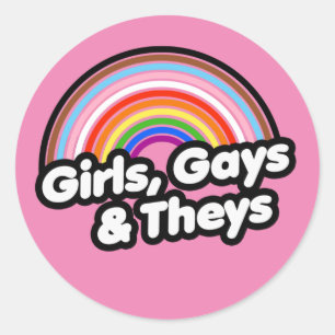 Pegatina Redonda CHICAS, GAYS y sus camisetas
