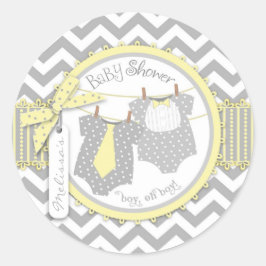 Pegatina Redonda Chicas gemelas Tie Bow Tie Chevron Imprimir Baby S