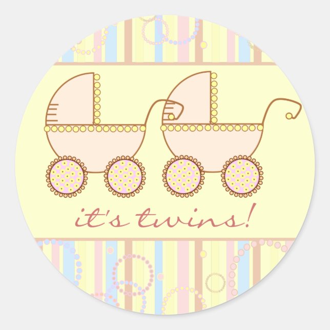 Pegatina Redonda Chicas gemelos de doble portabilidad (Anverso)