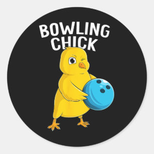 Pegatina Redonda Chicas graciosas de Bowling Chick