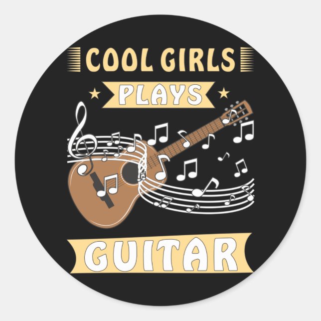 Pegatina Redonda CHICAS Guay TOMAN GUITARRA (Anverso)