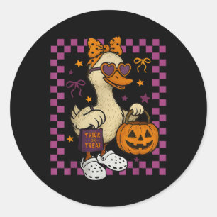 Pegatina Redonda Chicas Halloween Ganso Espeluznante Ganso Tonto Pa