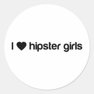 Pegatina Redonda Chicas hipster en I (corazón)