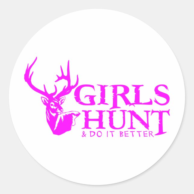 PEGATINA REDONDA CHICAS HUNT DEER (Anverso)