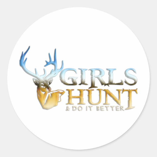 PEGATINA REDONDA CHICAS HUNT DEER (Anverso)