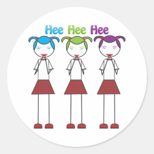 Pegatina Redonda Chicas japoneses del animado que ríen