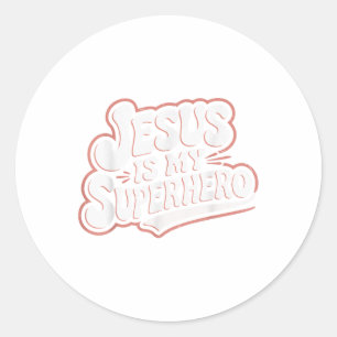Pegatina Redonda Chicas Jesús es mi superhéroe cristiano niño sist