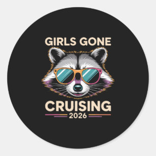 Pegatina Redonda Chicas Mapache Basura Fuera de Crucero 2026 Crucer