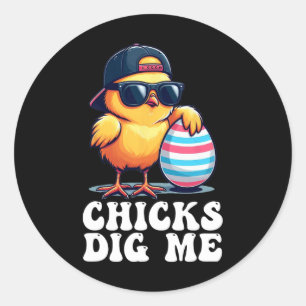 Pegatina Redonda Chicas Me Gustan Divertido Pascua Niño Chico Hombr