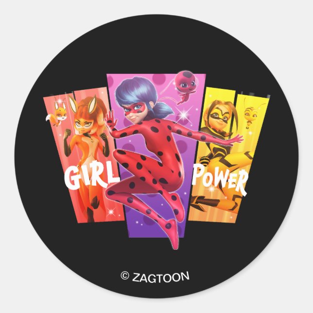 Pegatina Redonda Chicas milagrosos | Potencia Chica (Anverso)