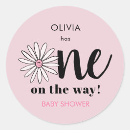Pegatina Redonda Chicas modernos Baby Shower Daisy Floral
