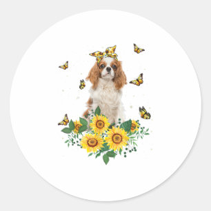 Pegatina Redonda Chicas Mujeres Mamá Cavalier King Charles Spaniel