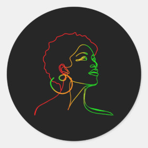 Pegatina Redonda Chicas mujeres Reina negra afro melanina goteo jun