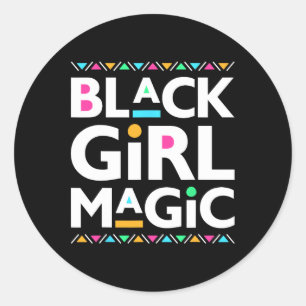 Pegatina Redonda Chicas negros Magic Melanin African American Histo