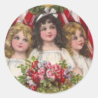 Pegatina Redonda Chicas patrióticos de la libertad