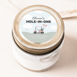 Pegatina Redonda Chicas Pink Hole-In-One Golf 1er Cumpleaños Favor