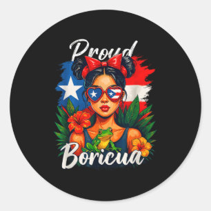 Pegatina Redonda Chicas Puertorriqueñas Boricua Patrimonio de Puert