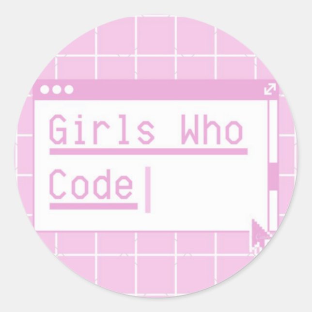 Pegatina Redonda Chicas que codifican (Anverso)