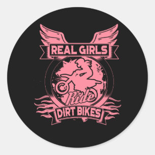 Pegatina Redonda Chicas Reales Viajan En Bicicletas Sucias Para Muj