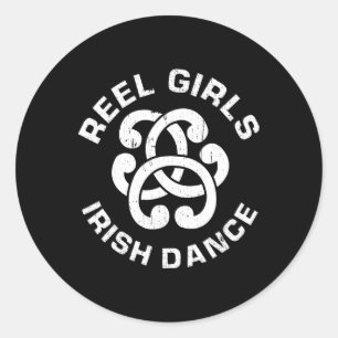 Pegatina Redonda Chicas Reel bailarina irlandesa de danza divertida