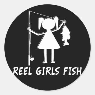 PEGATINA REDONDA ¡CHICAS REEL PESCADO!
