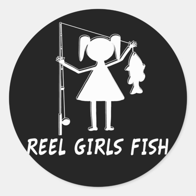 PEGATINA REDONDA ¡CHICAS REEL PESCADO! (Anverso)