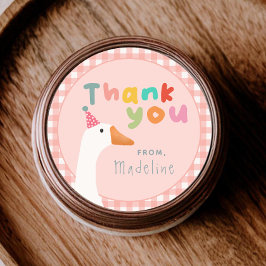 Pegatina Redonda Chicas Rosa Dos Granja De Ganso Silencioso Segundo