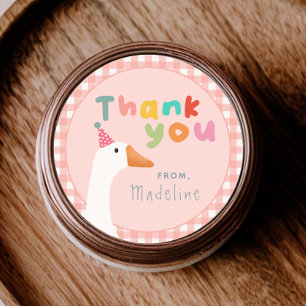 Pegatina Redonda Chicas Rosa Dos Granja De Ganso Silencioso Segundo