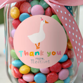 Pegatina Redonda Chicas Silly Goose Primer Cumpleaños Gracias Por F