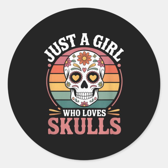 Pegatina Redonda Chicas Skull (Anverso)