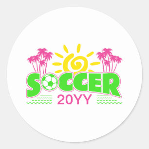 Pegatina Redonda Chicas Soccer Sunshine Palm Trees